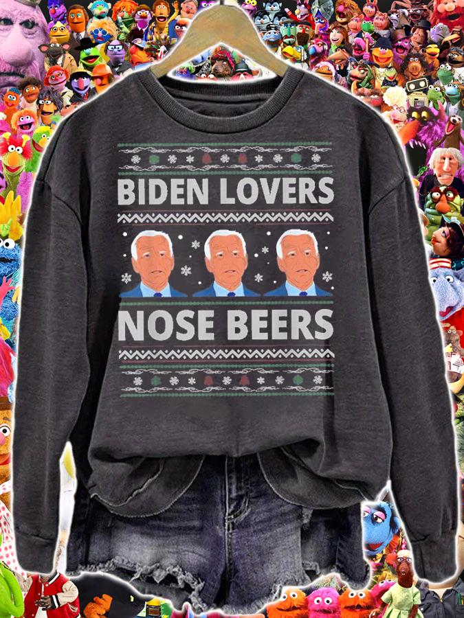 Funny Biden Loves Nose Beers Ugly Sweater Christmas T-Shirt sweatshirt