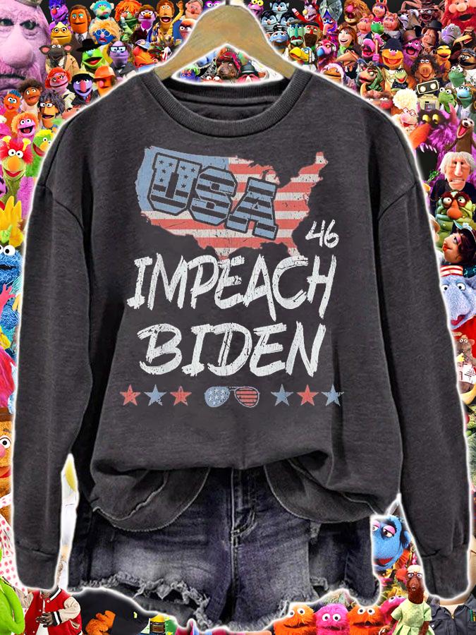 Impeach 46 Biden Impeach Biden Anti Biden Political USA T-Shirt sweatshirt