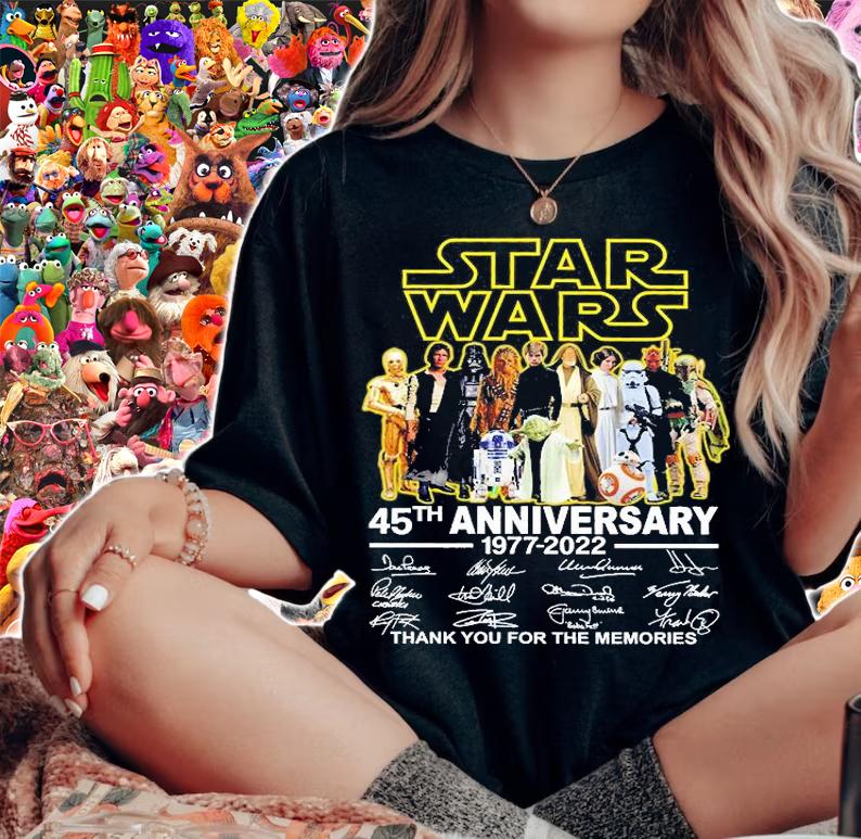 Star Wars 45th Anniversary 1977 2022 Thank You For The Memories Signature T-Shirt woman shirt