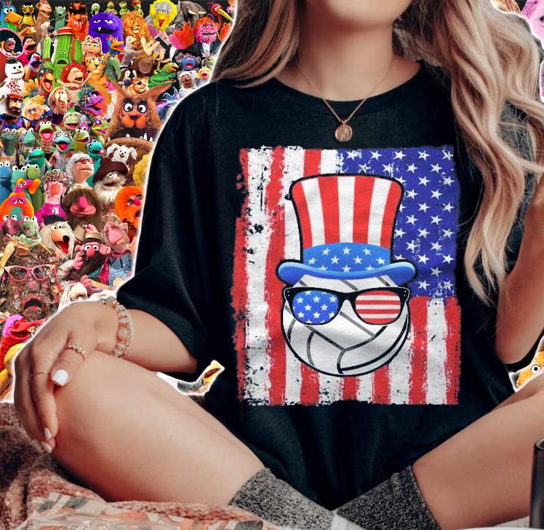 Volleyball Ball American Flag 4Th Of July Shirt woman shirt