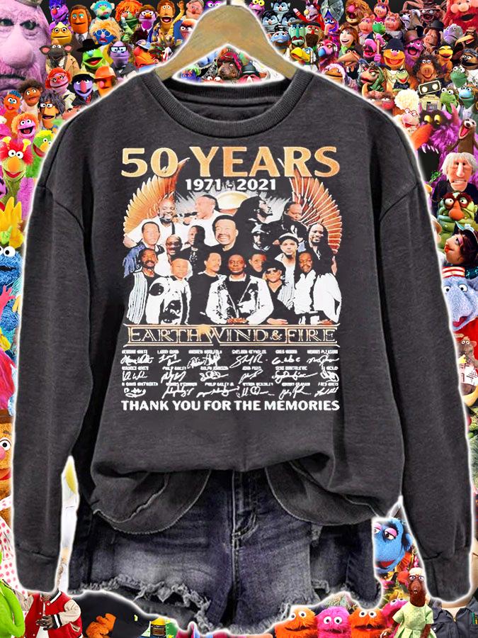50 years 1971-2021 Earth Wind and Fire thank You for the memories signatures T-shirt sweatshirt