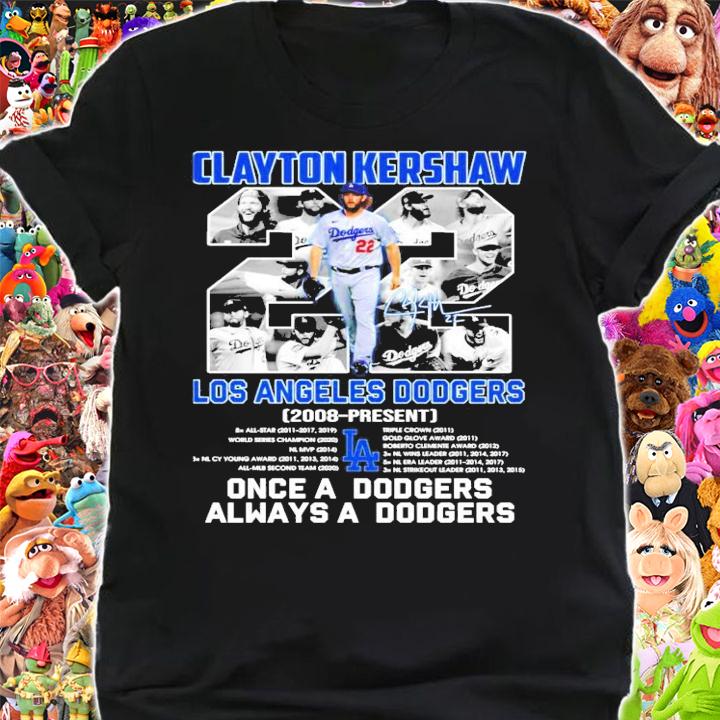 Clayton Kershaw Los Angeles Dodgers 2008 present signature shirt shirt