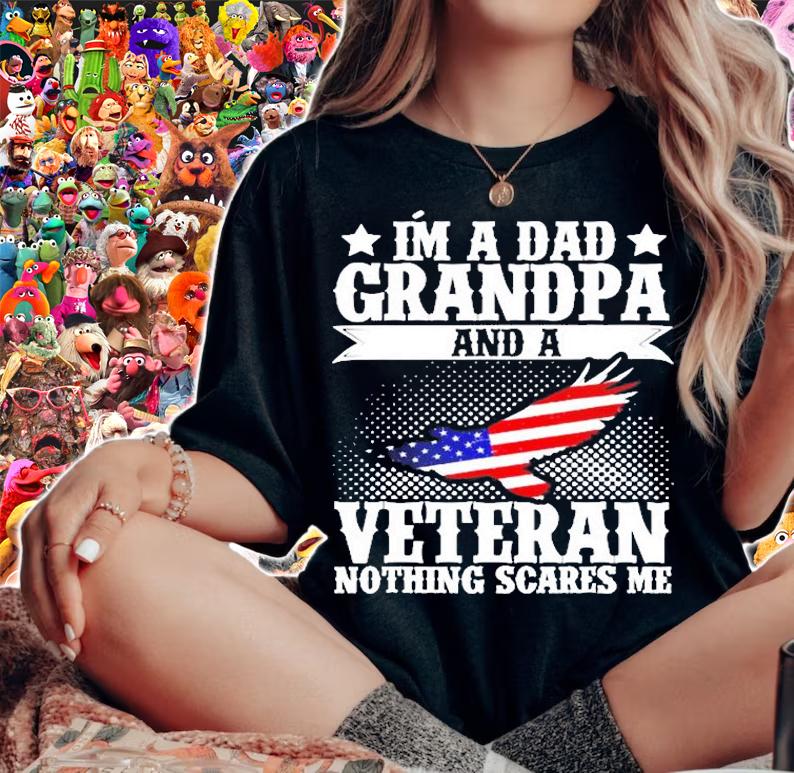 Im A Dad Grandpa And A Veteran Us Flag Veterans Day T-Shirt woman shirt