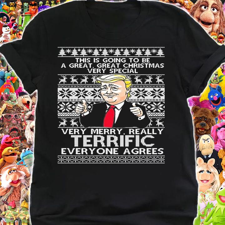 Trump Very Merry Really Terrific Christmas Ugly Christmas T-Shirt