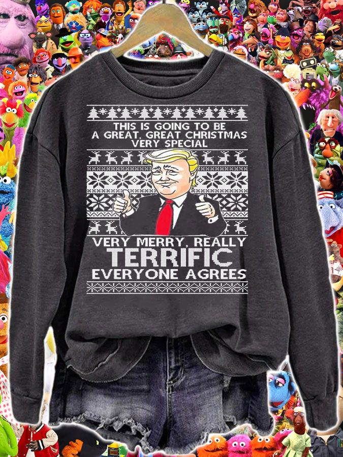 Trump Very Merry Really Terrific Christmas Ugly Christmas T-Shirt