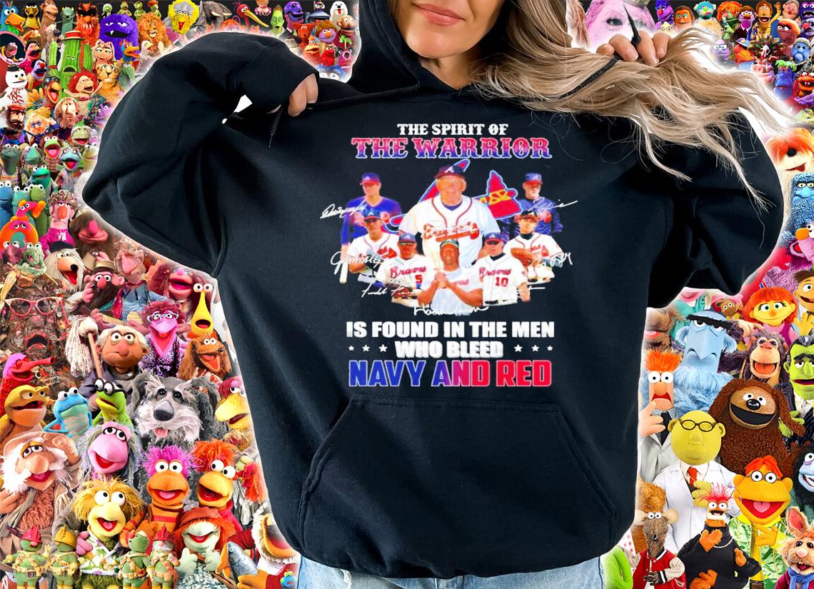 Atlanta Braves is found in the men who bleed nany and red signatures shirt