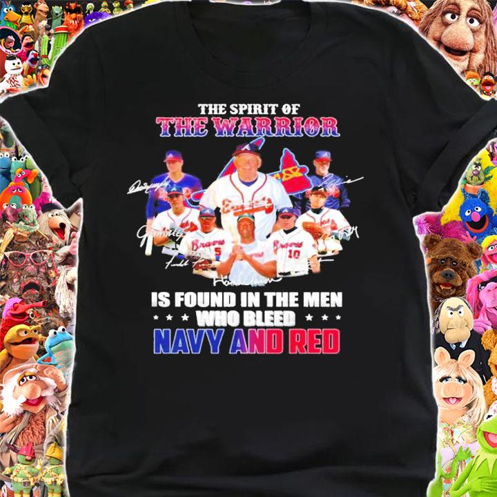 Atlanta Braves is found in the men who bleed nany and red signatures shirt