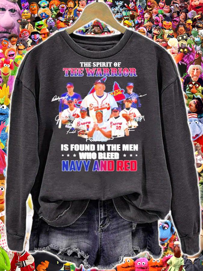 Atlanta Braves is found in the men who bleed nany and red signatures shirt