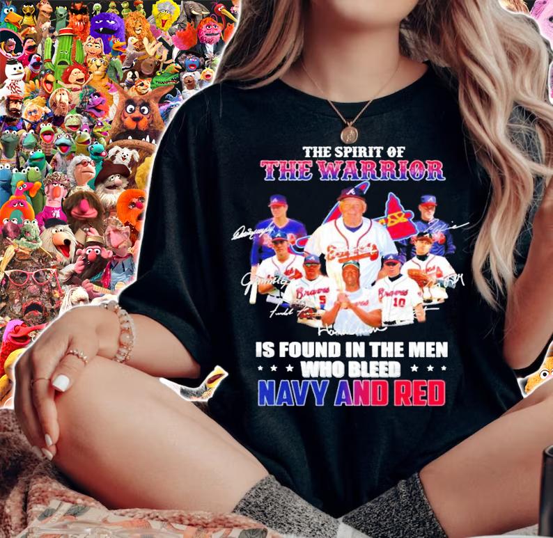 Atlanta Braves is found in the men who bleed nany and red signatures shirt