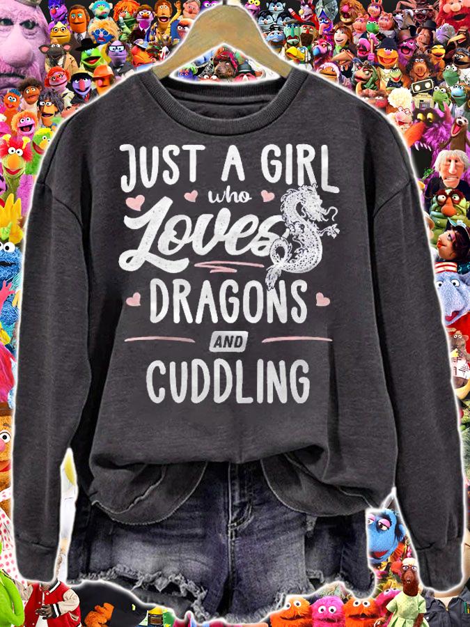 Just A Girl Who Loves Dragons And Cuddling Gift Women Shirt