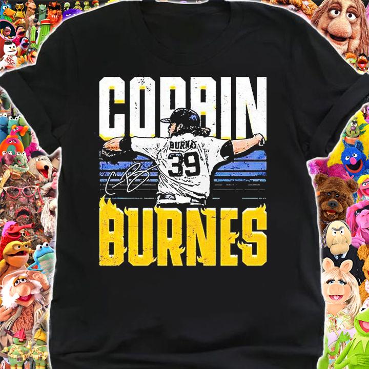 Milwaukee Brewers Corbin Burnes Flames Baseball signature T-shirt shirt