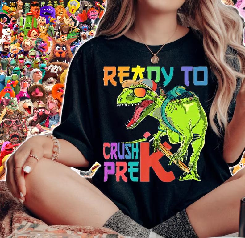 Ready To Crush Pre-K Dinosaur T-Rex Back To School T-Shirt woman shirt