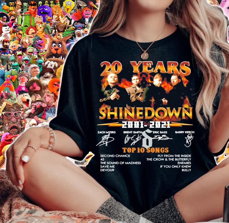20 years Shinedown 2001-2021 Top 10 Songs signatures shirt woman shirt