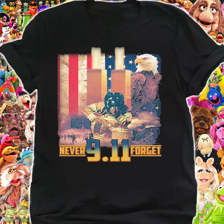 Never forget 9 11 September 11 memorial New York City firefighter T-shirt
