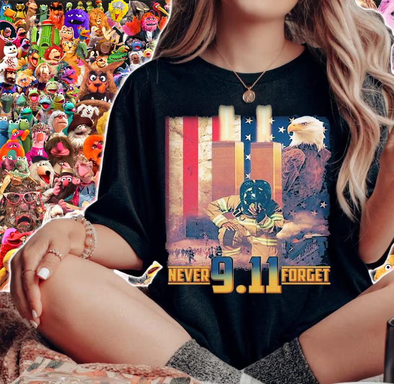 Never forget 9 11 September 11 memorial New York City firefighter T-shirt