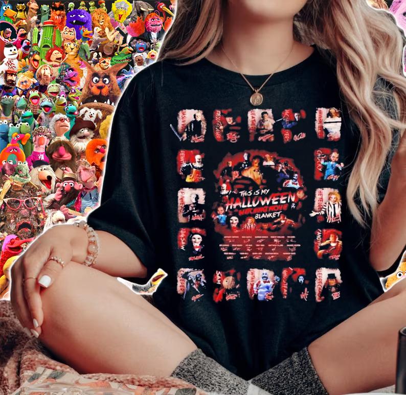 This is Halloween watching movie blanket signatures shirt