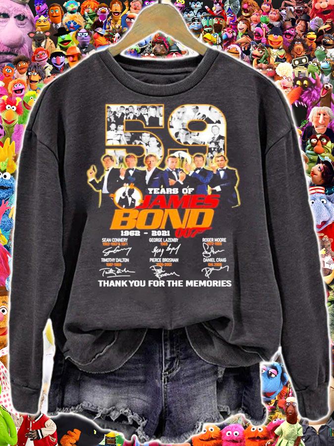 59 Years of James Bond 007 1962-2021 Signatures Thank You For The Memories Shirt