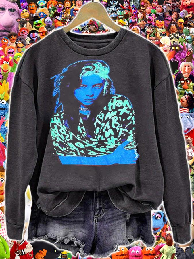 Billie Eilish Neon Portrait Girls T-shirt