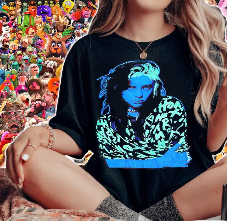 Billie Eilish Neon Portrait Girls T-shirt