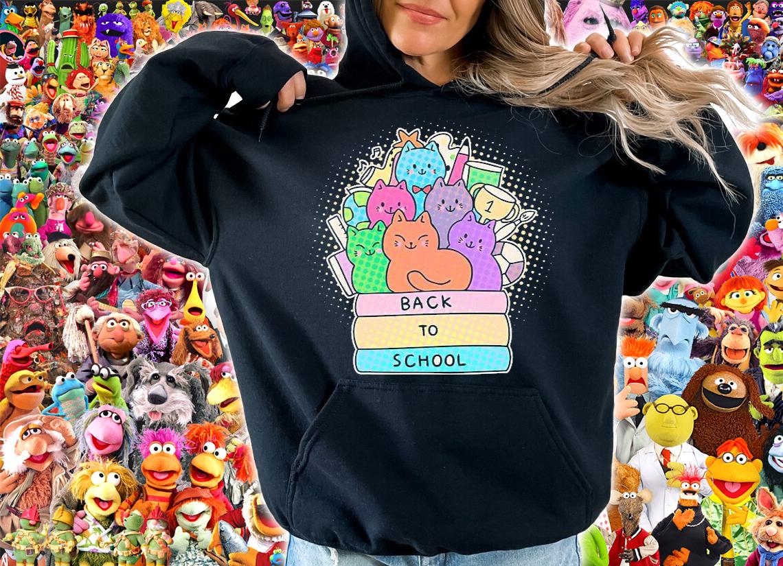 Cute colorful back to school book cats shirt hoodie
