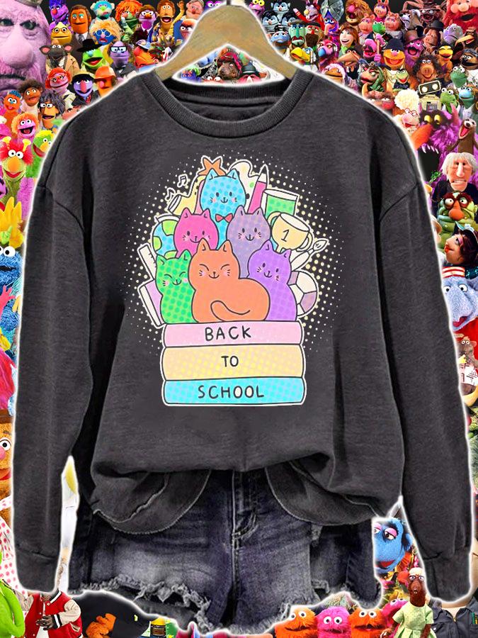 Cute colorful back to school book cats shirt sweatshirt