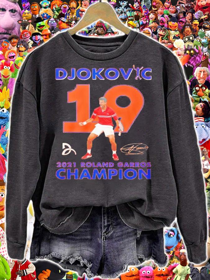 Djokovic 2021 Roland Garros Champions signature t-shirt sweatshirt