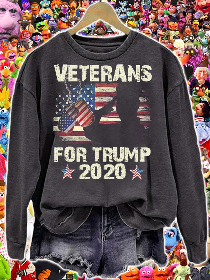 Veterans For Trump 2020 USA Flag Vintage T-shirt