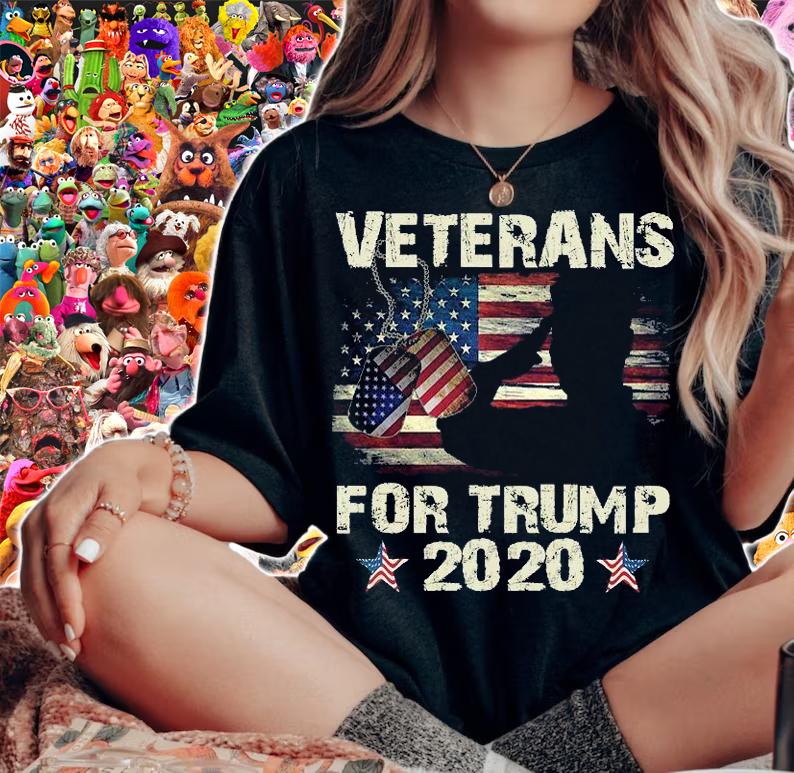 Veterans For Trump 2020 USA Flag Vintage T-shirt