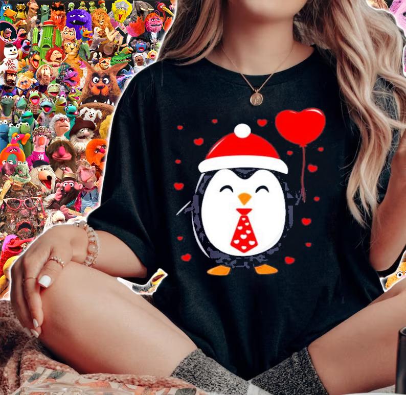 Penguin Valentines Day Lover Kids Heart Love shirt woman shirt