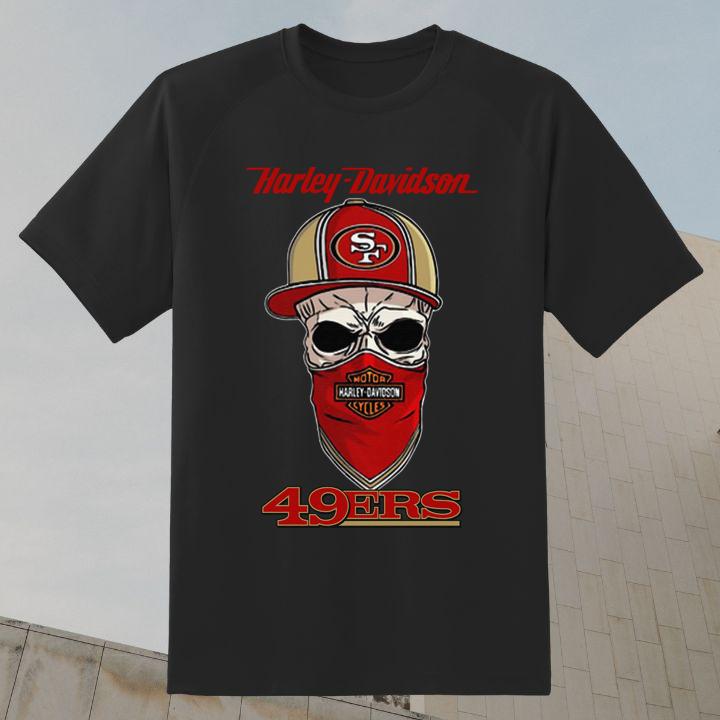 Hot Skull Harley Davidson Mask San Francisco 49ers T-Shirt