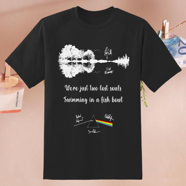 Official Guitar Lake Wish You Were Here Lyrics Pink Floyd Signatures T-Shirt