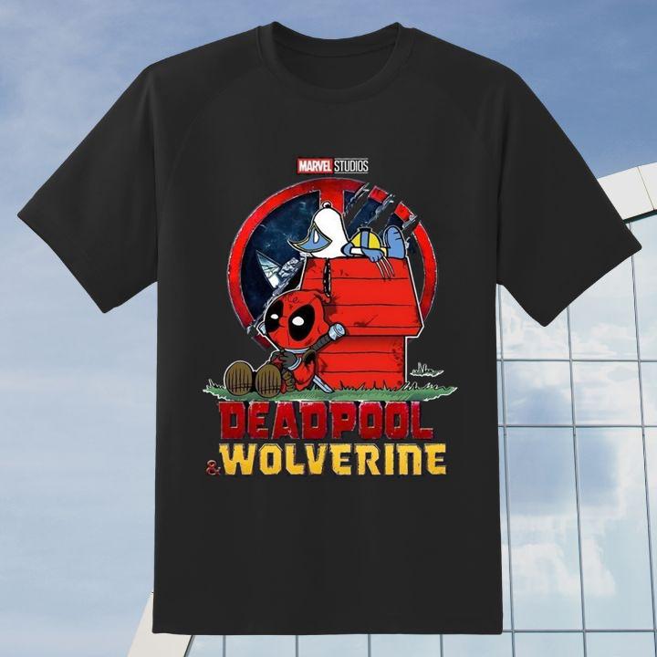 Personalized Snoopy Charlie Brown Marvel Deadpool And Wolverine Cosplay Together T-Shirt