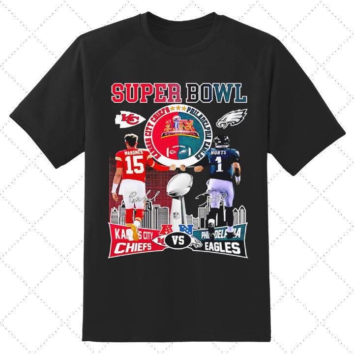 Awesome 2025 Super Bowl Kansas City Chiefs Vs Philadelphia Eagles Autograph T-Shirt
