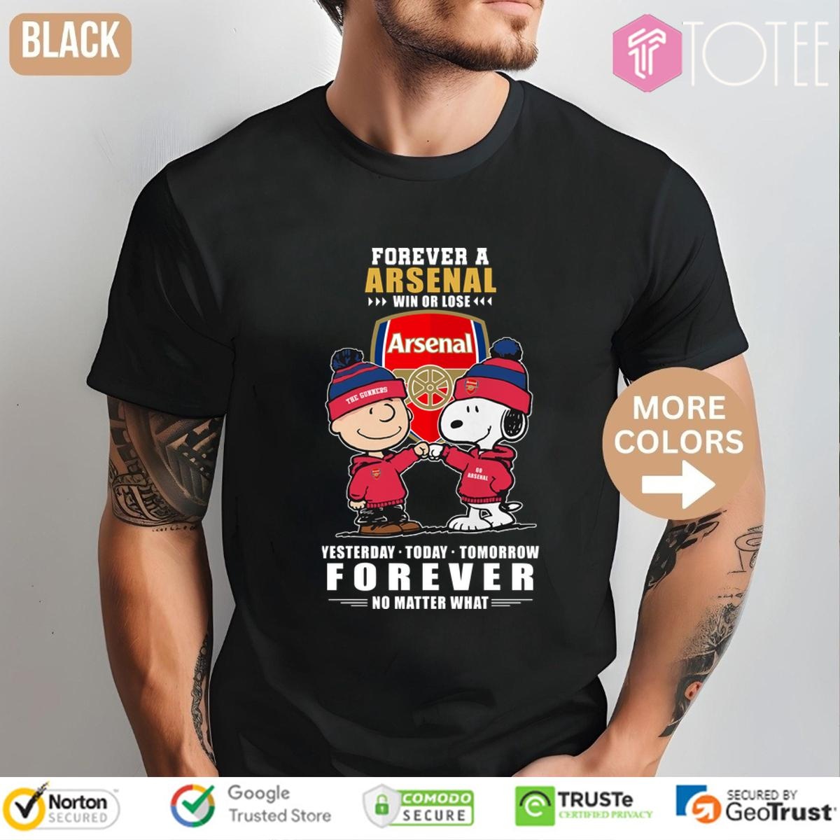 Snoopy X Charlie Brown Forever A Arsenal F.C. Win Or Lose No Matter What T-shirt