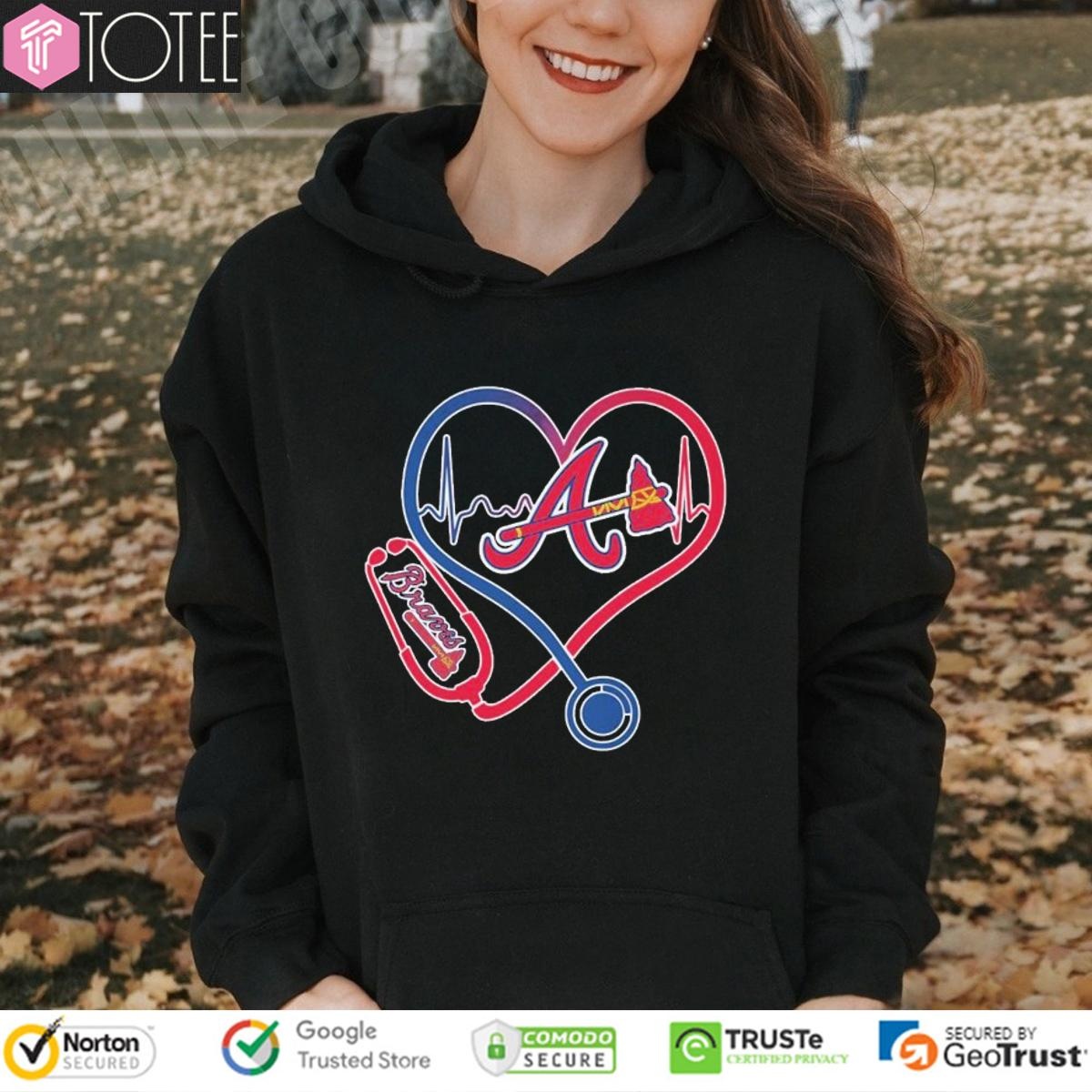 Stethoscope Heartbeat Nurse Atlanta Braves Baseball Hoodie