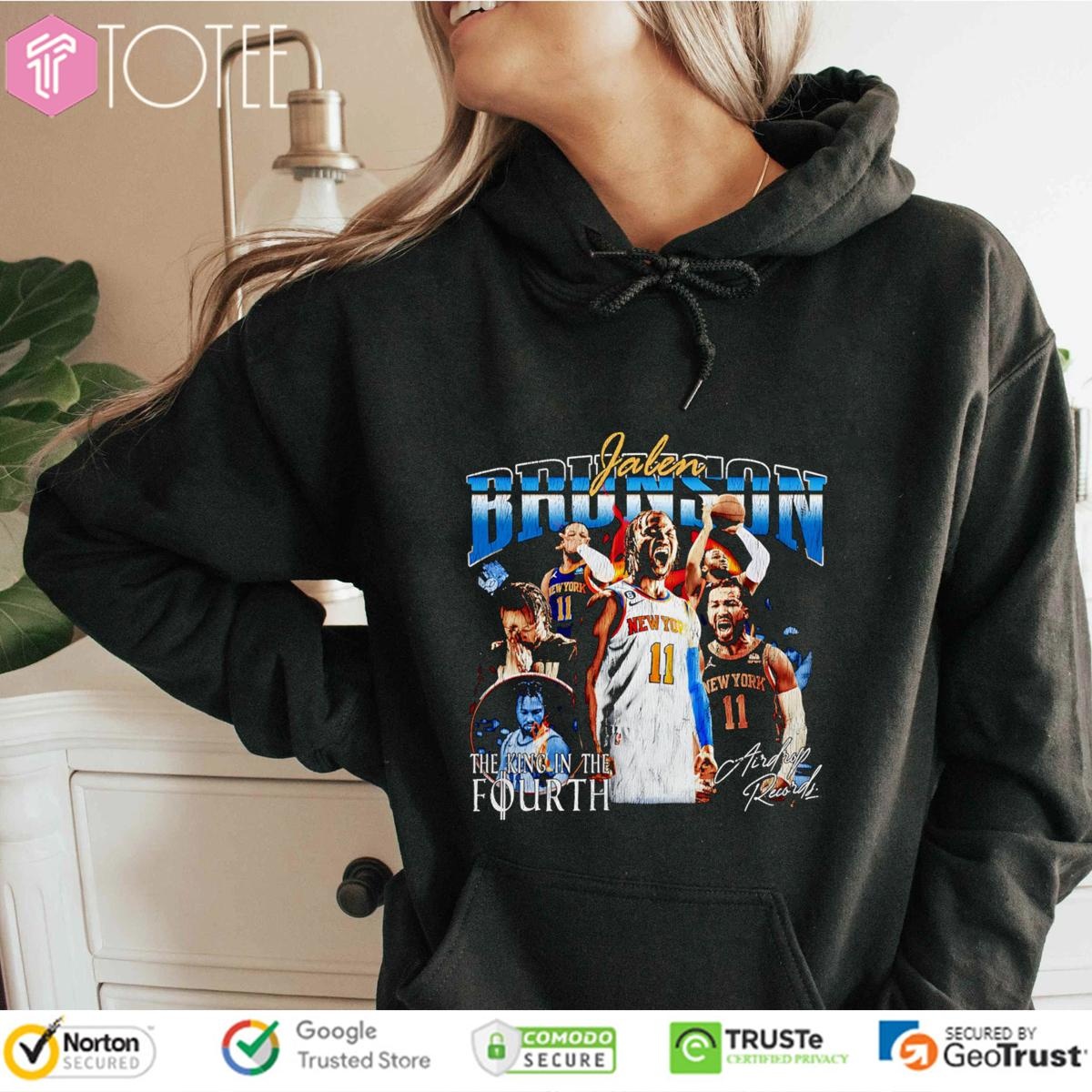 Jalen Brunson The King In The Fourth Knicks Signature Vintage Bootleg Hoodie