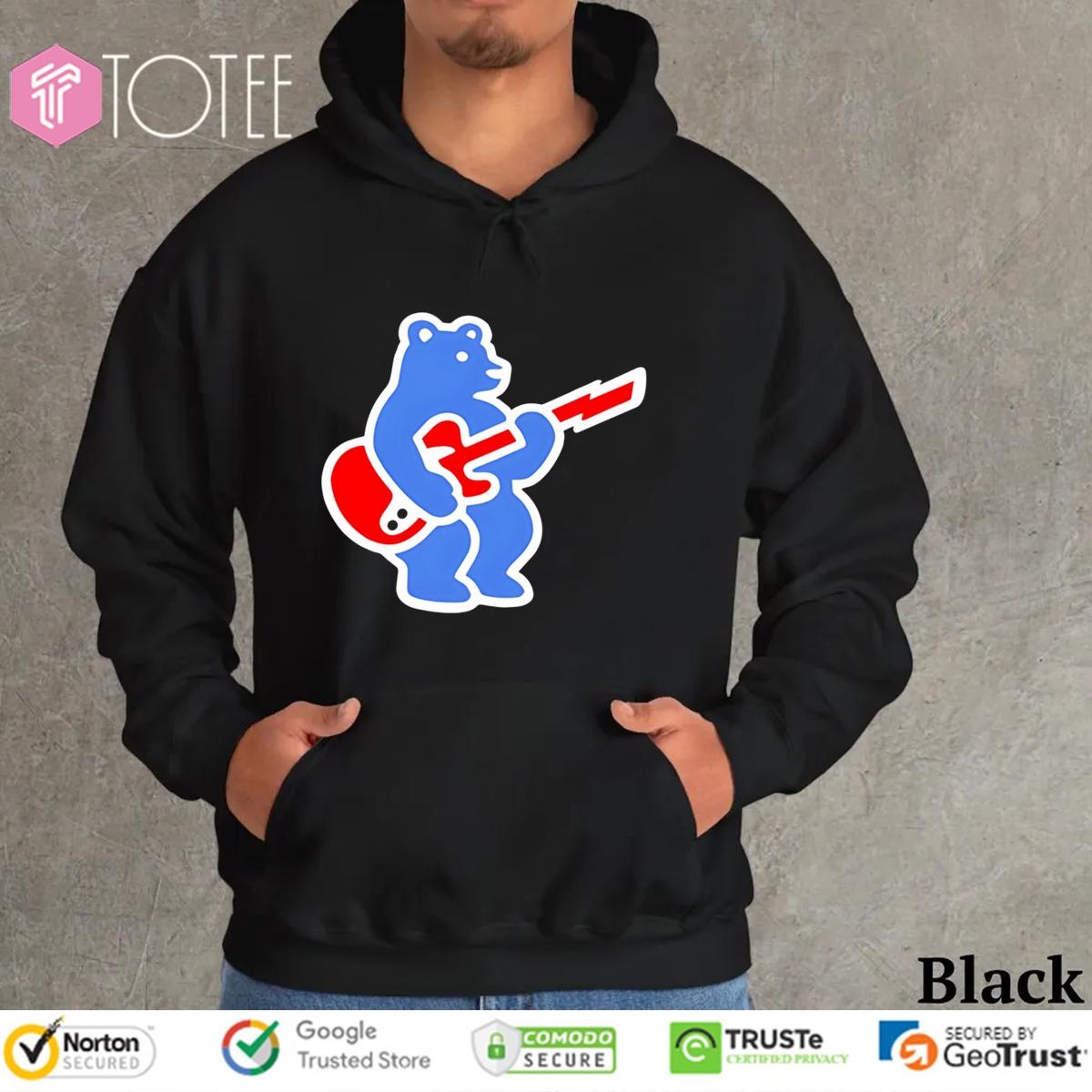 Chicago Cubs Bear Play Guitar Logo Hoodie