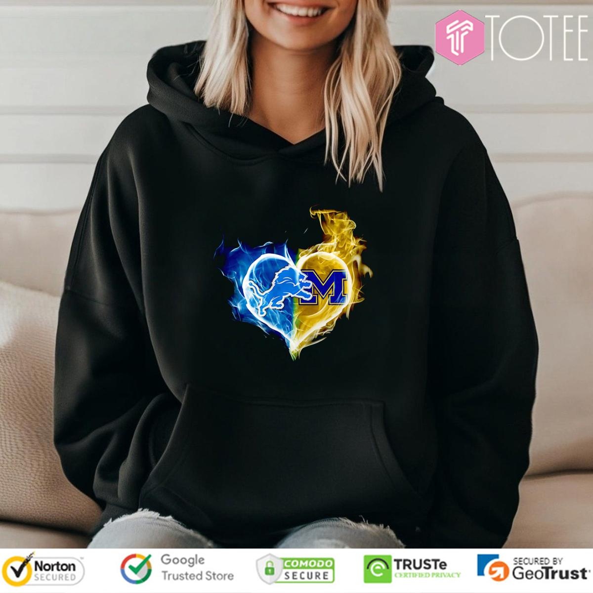 Smoke Heart Detroit Lions Michigan Wolverines Hoodie