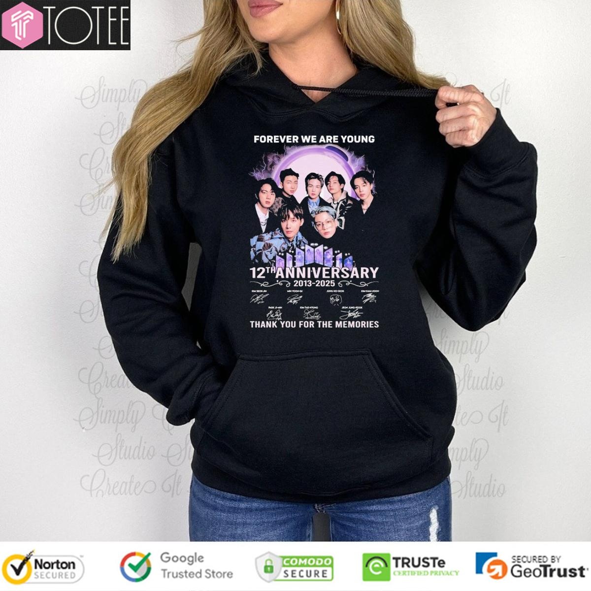 Bts Forever We Are Young 12Th Anniversary 2013-2025 Signatures Hoodie